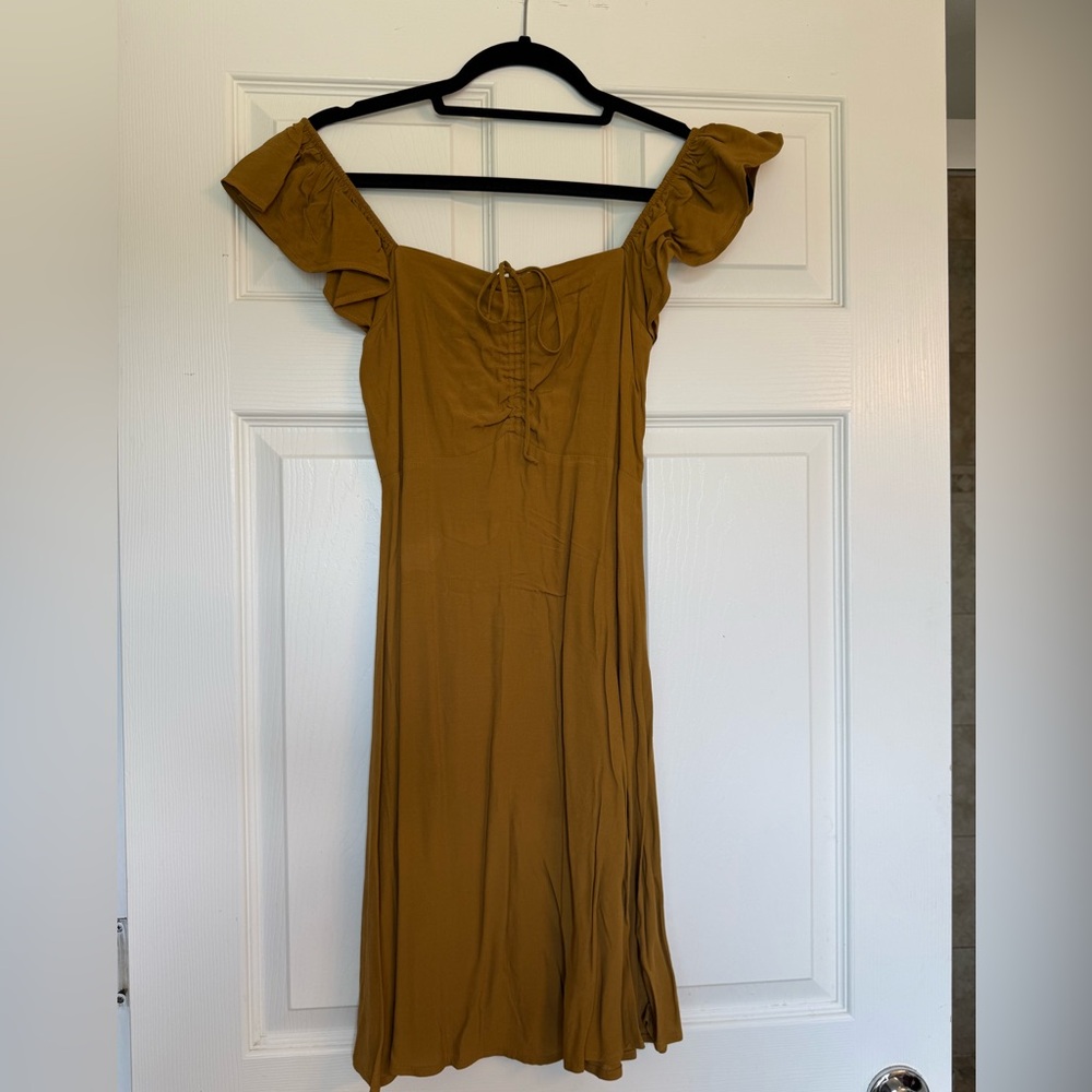 Dynamite Mustard Off-Shoulder Maxi Dress